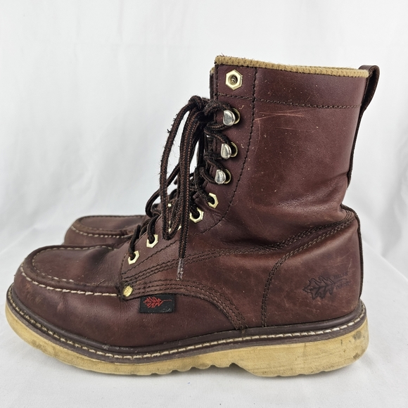 Field N Forest USA Brown Leather Lace Up Mens Work Hunting Boots 9-9.5 EEE - Picture 3 of 12